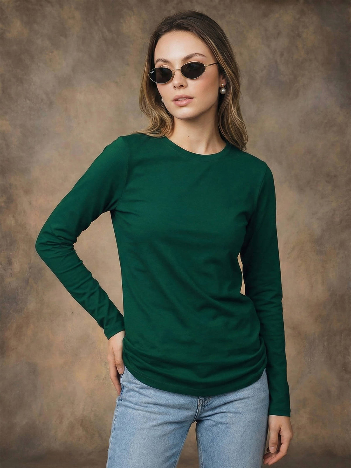Women's Navy Blue Plain Full Sleeve T-Shirt | TS56 - view 31