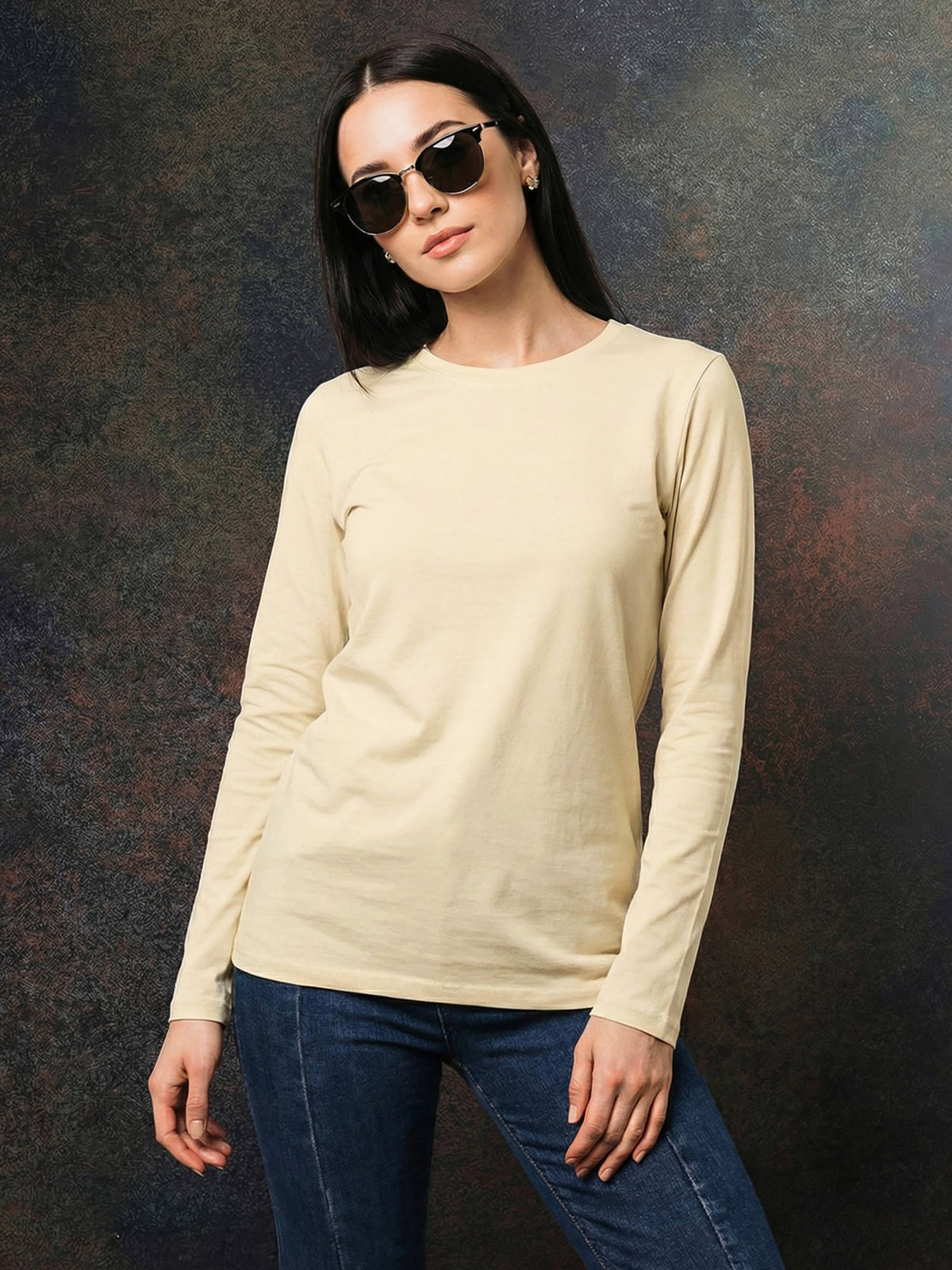 Women's Navy Blue Plain Full Sleeve T-Shirt | TS56 - view 13