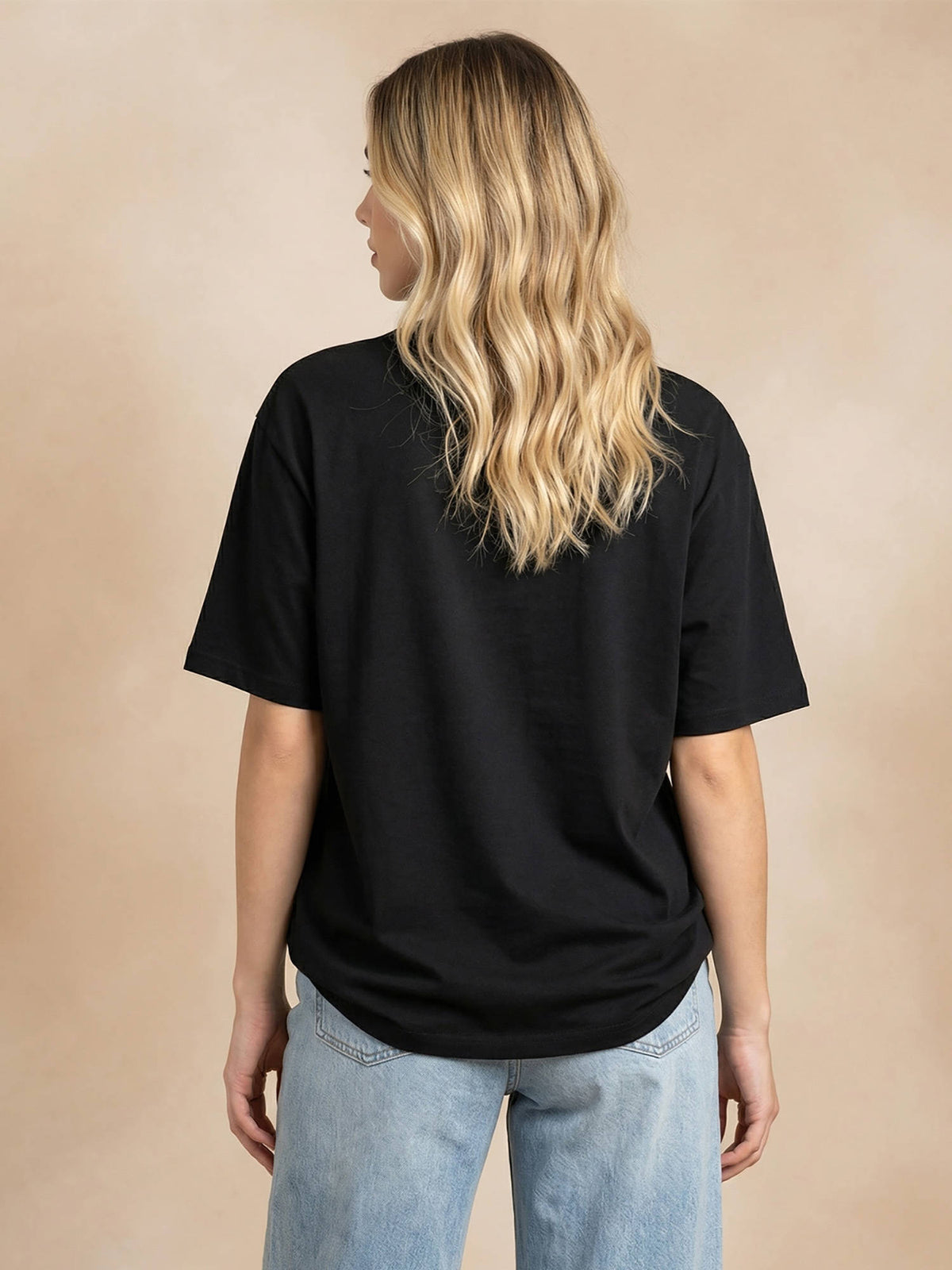 Women's Black Plain Oversized T-Shirt | TS56 - view 2