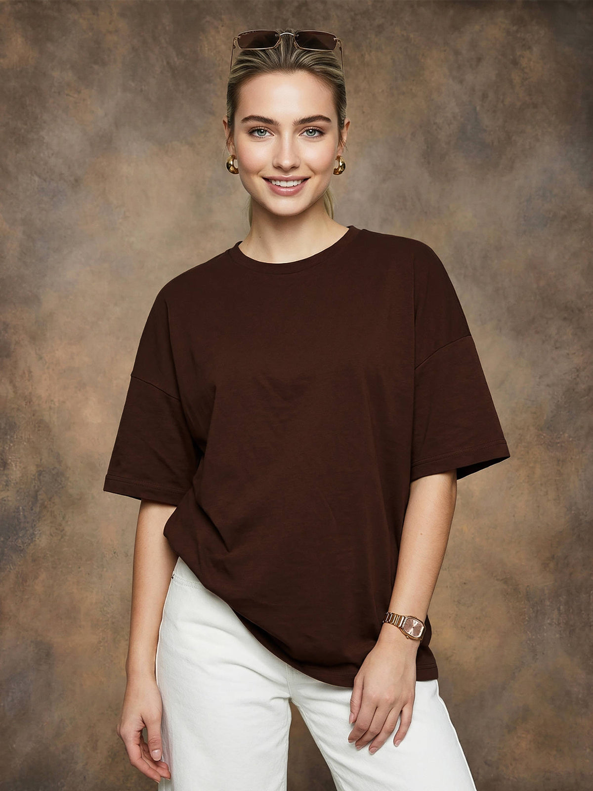 Women's Black Plain Oversized T-Shirt | TS56 - view 17