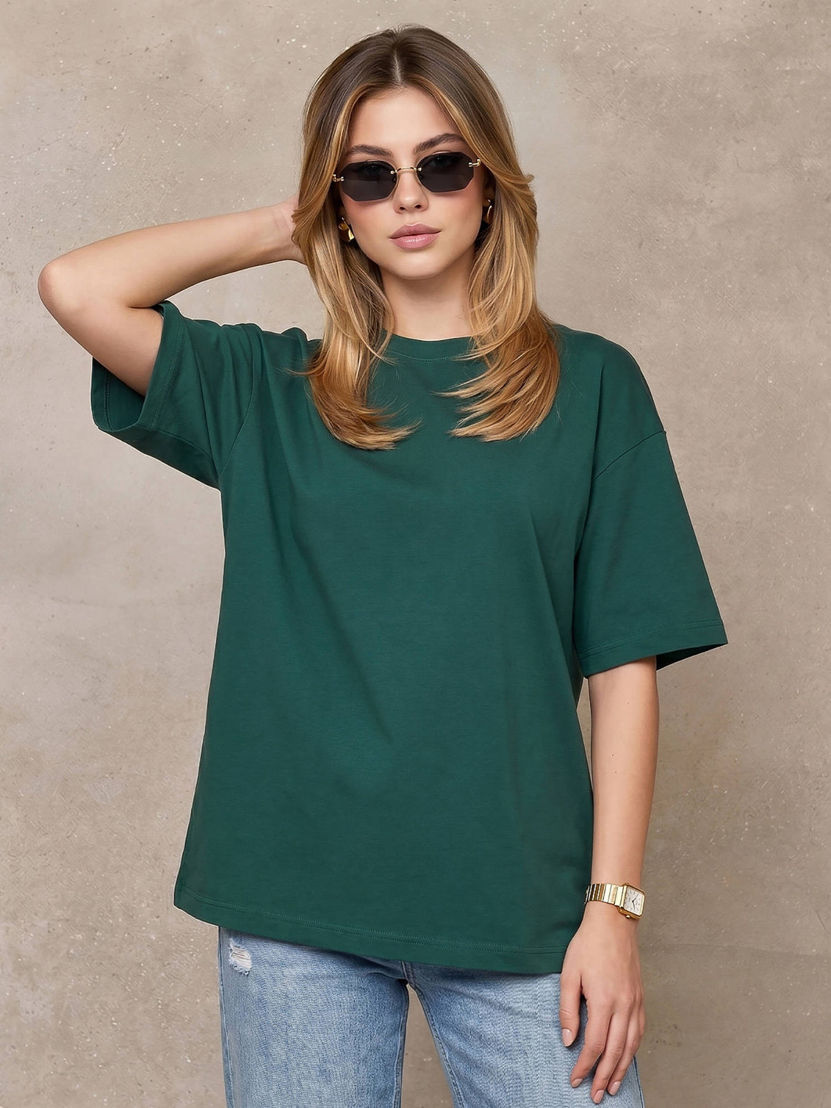 Women's Black Plain Oversized T-Shirt | TS56 - view 22