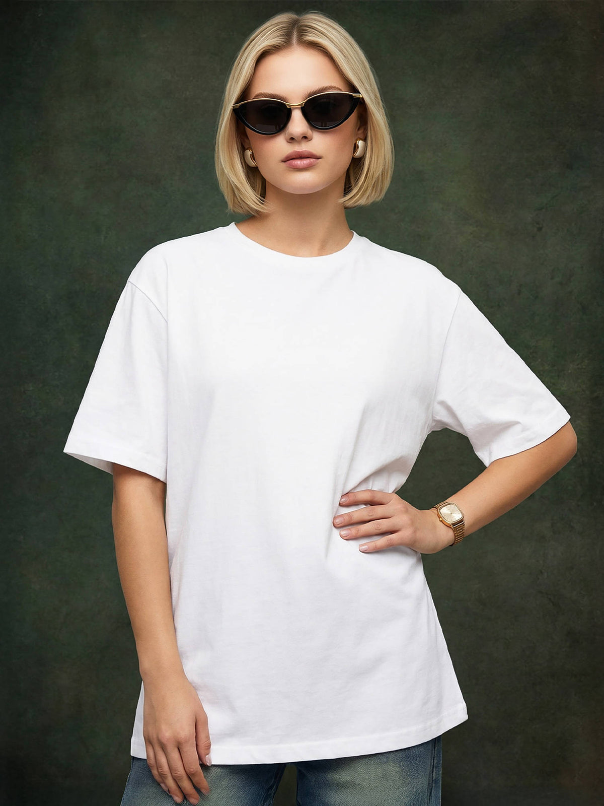 Women's Black Plain Oversized T-Shirt | TS56 - view 28