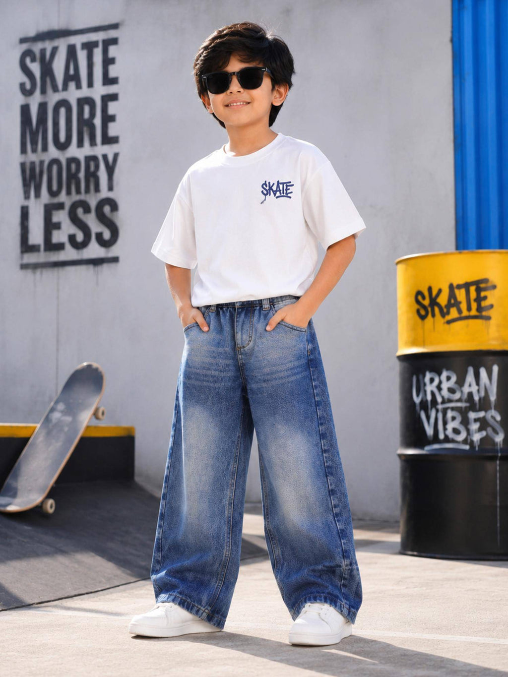 Boys Denim Solid Baggy Fit Jeans | BG78 - view 4