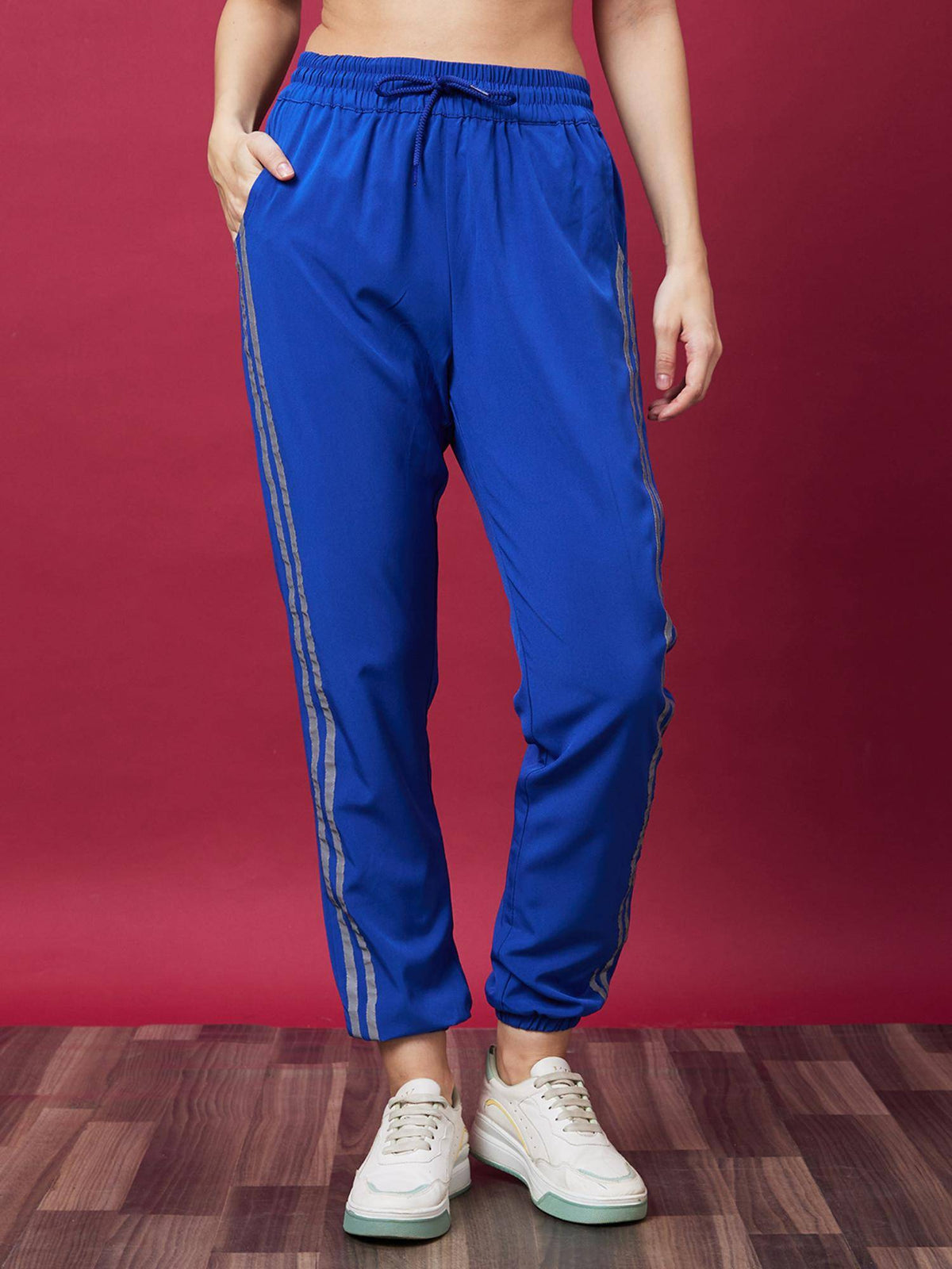 Women Blue Solid High-Rise Casual Joggers | WJ89 - view 2