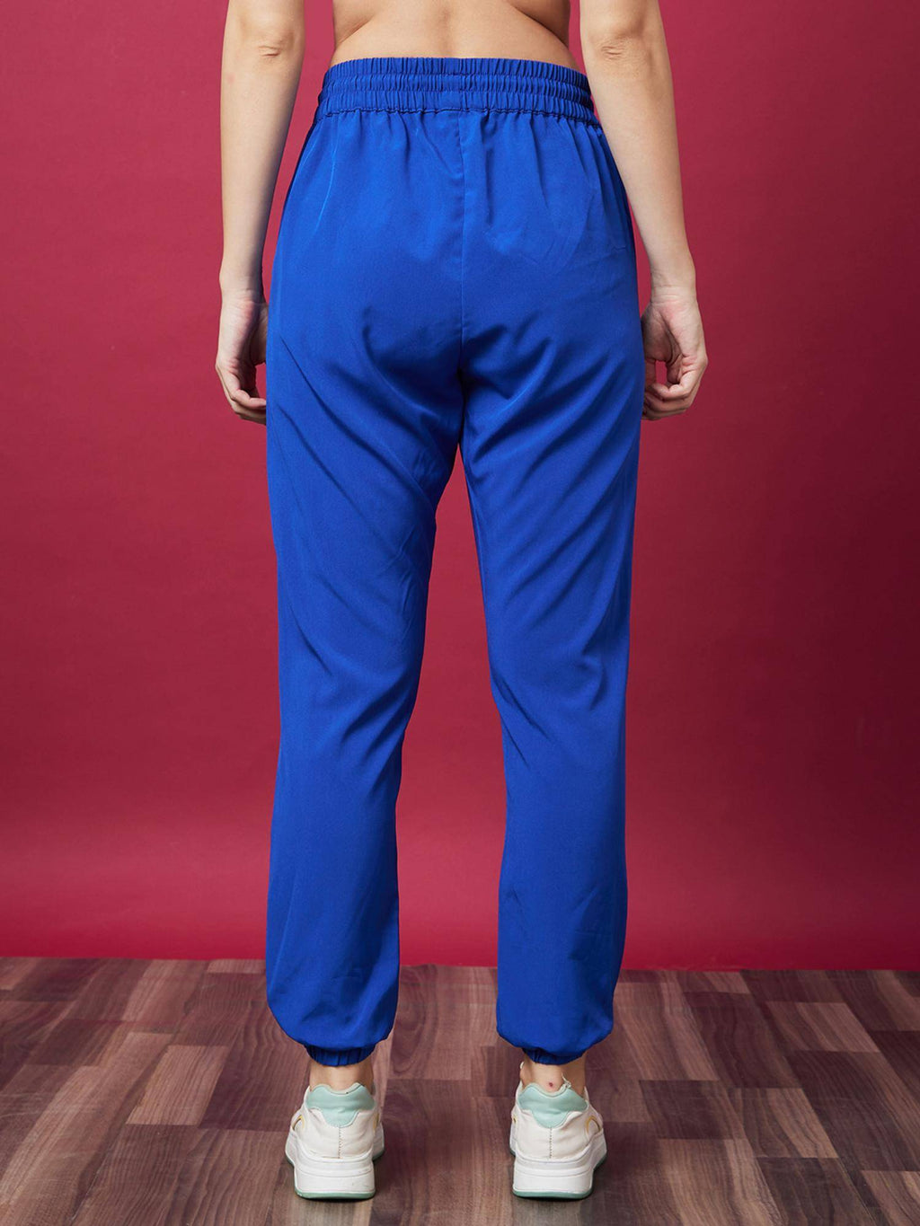 Women Blue Solid High-Rise Casual Joggers | WJ89 - view 4
