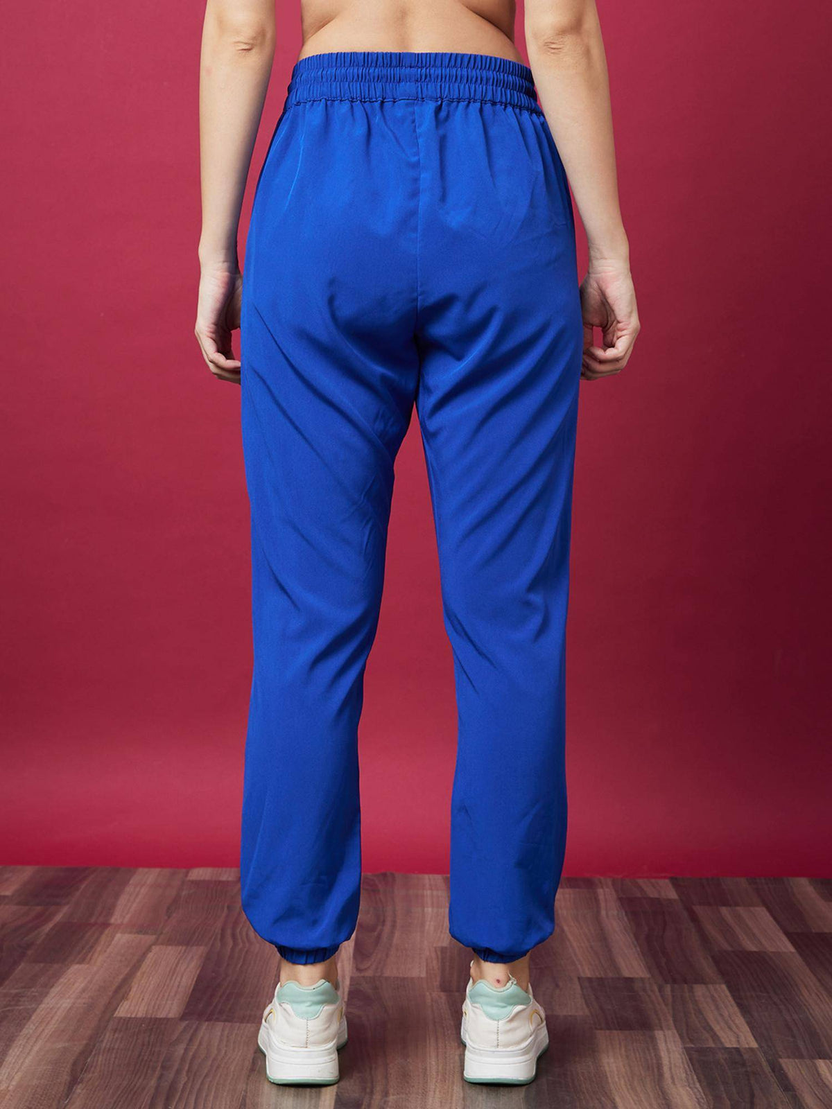 Women Blue Solid High-Rise Casual Joggers | WJ89 - view 4