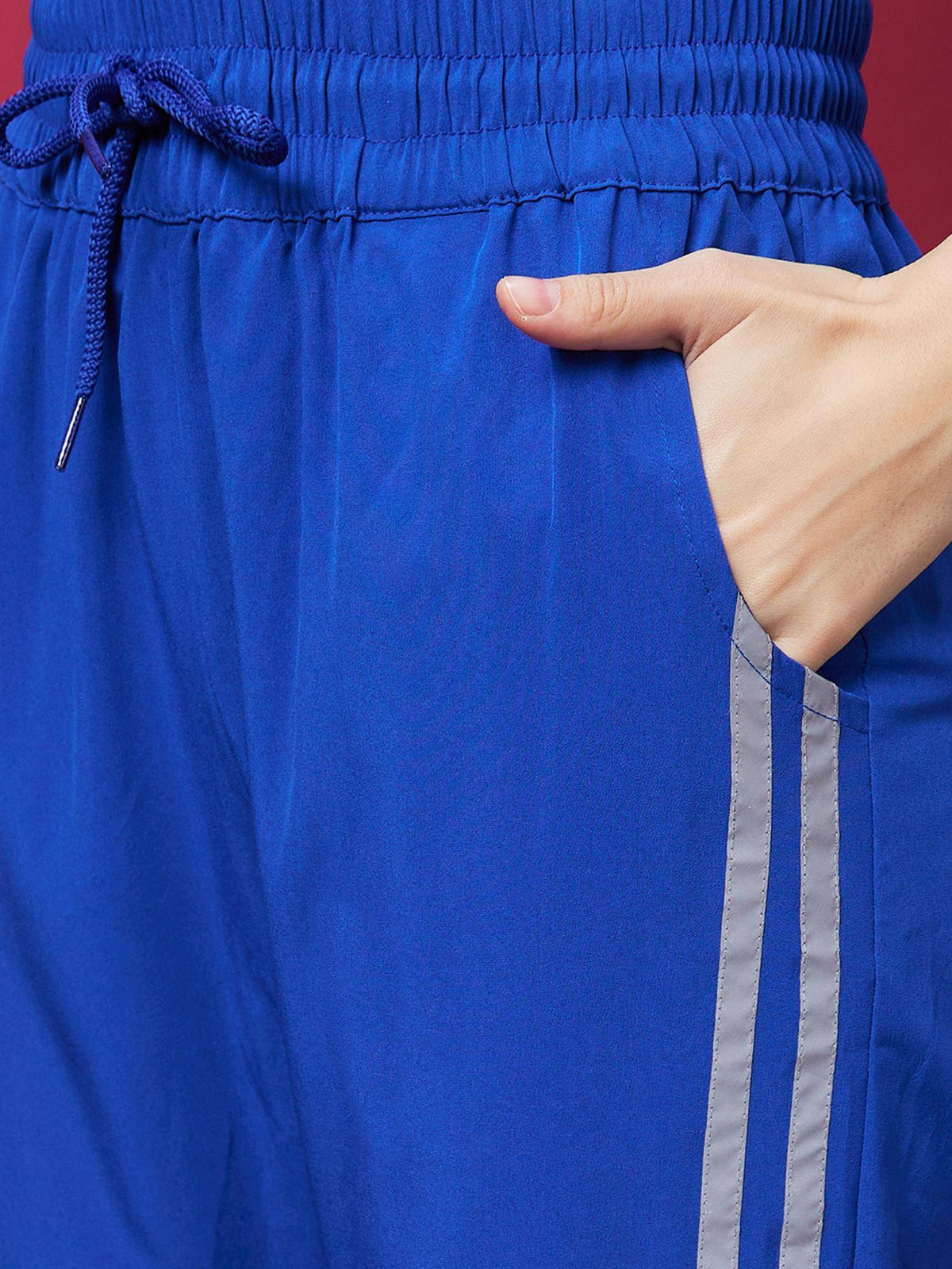 Women Blue Solid High-Rise Casual Joggers | WJ89 - view 5