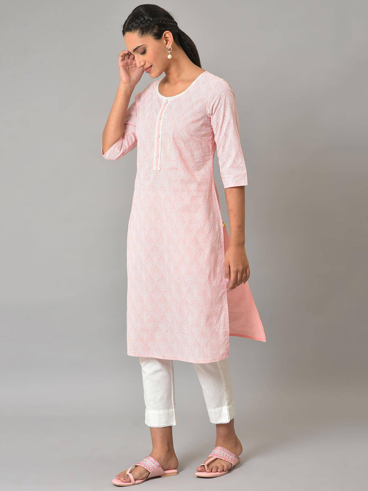Purple Printed Cotton Kurta | KDG - view 9