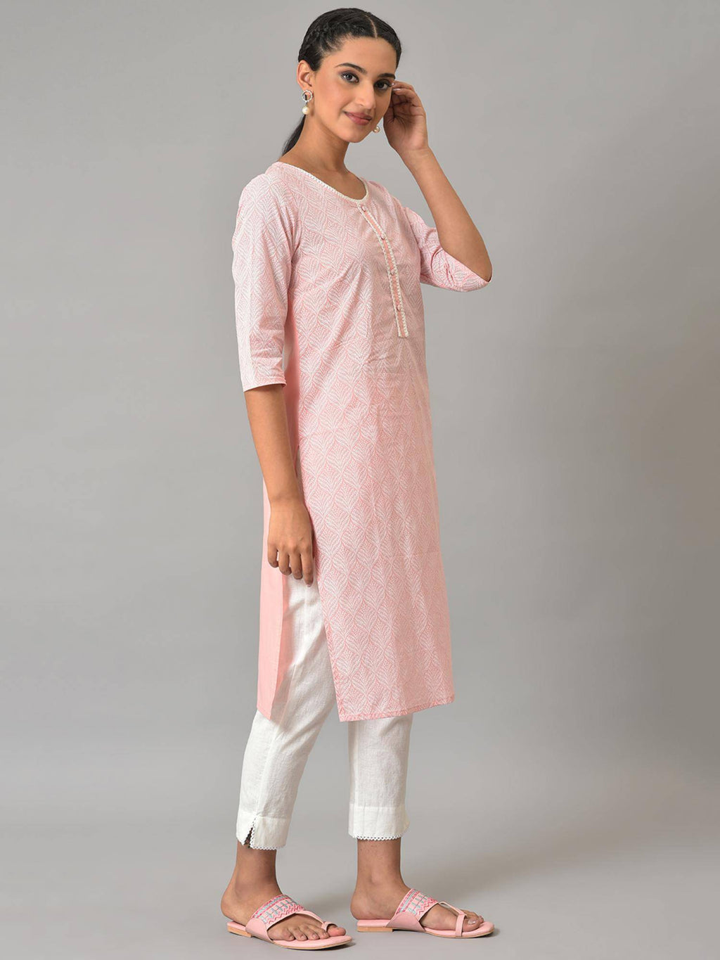 Purple Printed Cotton Kurta | U3S - view 10