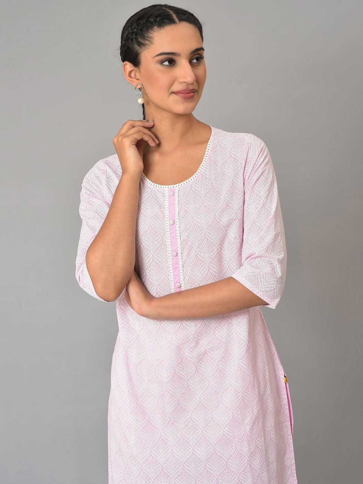 Purple Printed Cotton Kurta | U3S - view 5