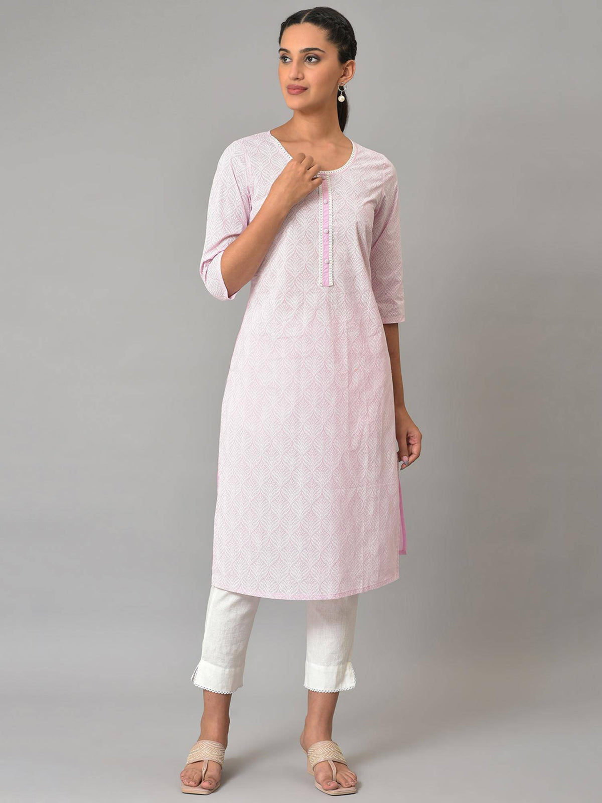 Purple Printed Cotton Kurta | U3S - view 6