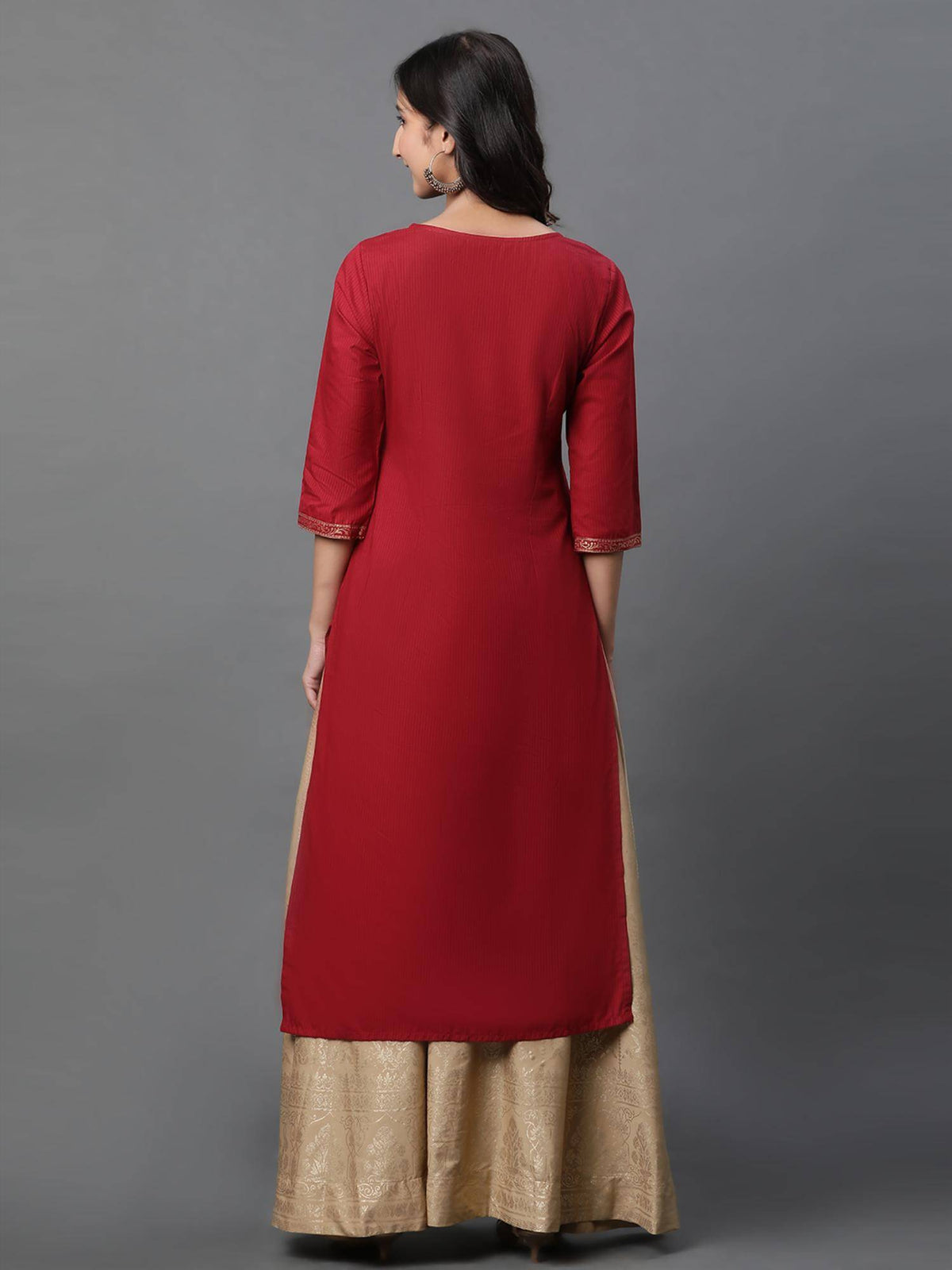 Red Abstract Printed Kurta | KDG - view 4