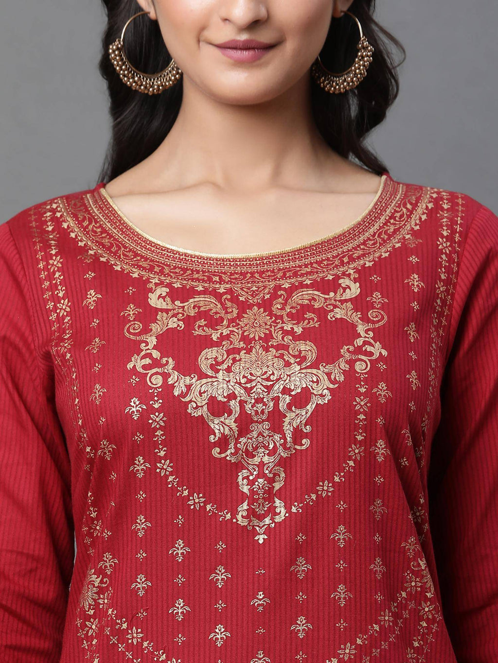 Red Abstract Printed Kurta | FY93 - view 6