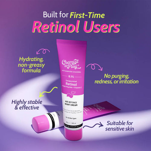 0.1% Retinol Night Cream, Reduces Fine Lines, Wrinkles & Sunspots, Beginner Friendly | FC3 - view 2