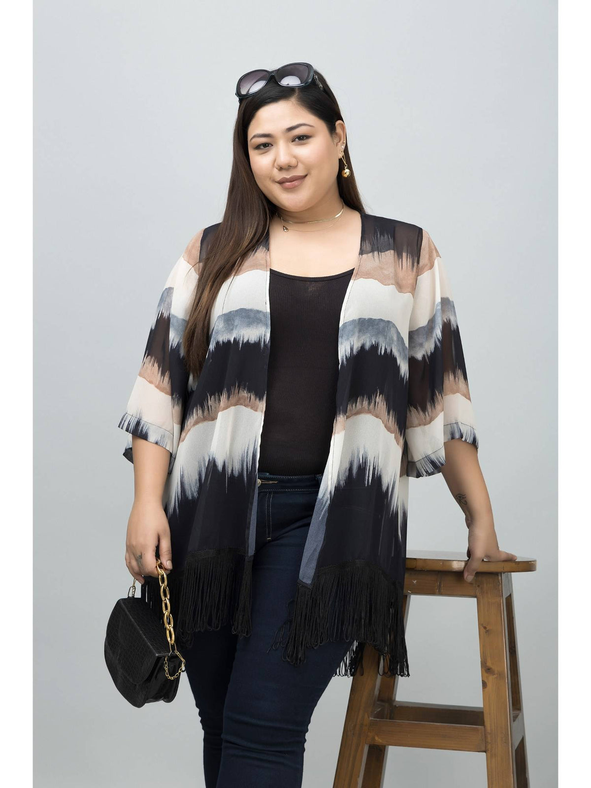 Women Multi-Color Stripes Shrug | JC78 - view 1
