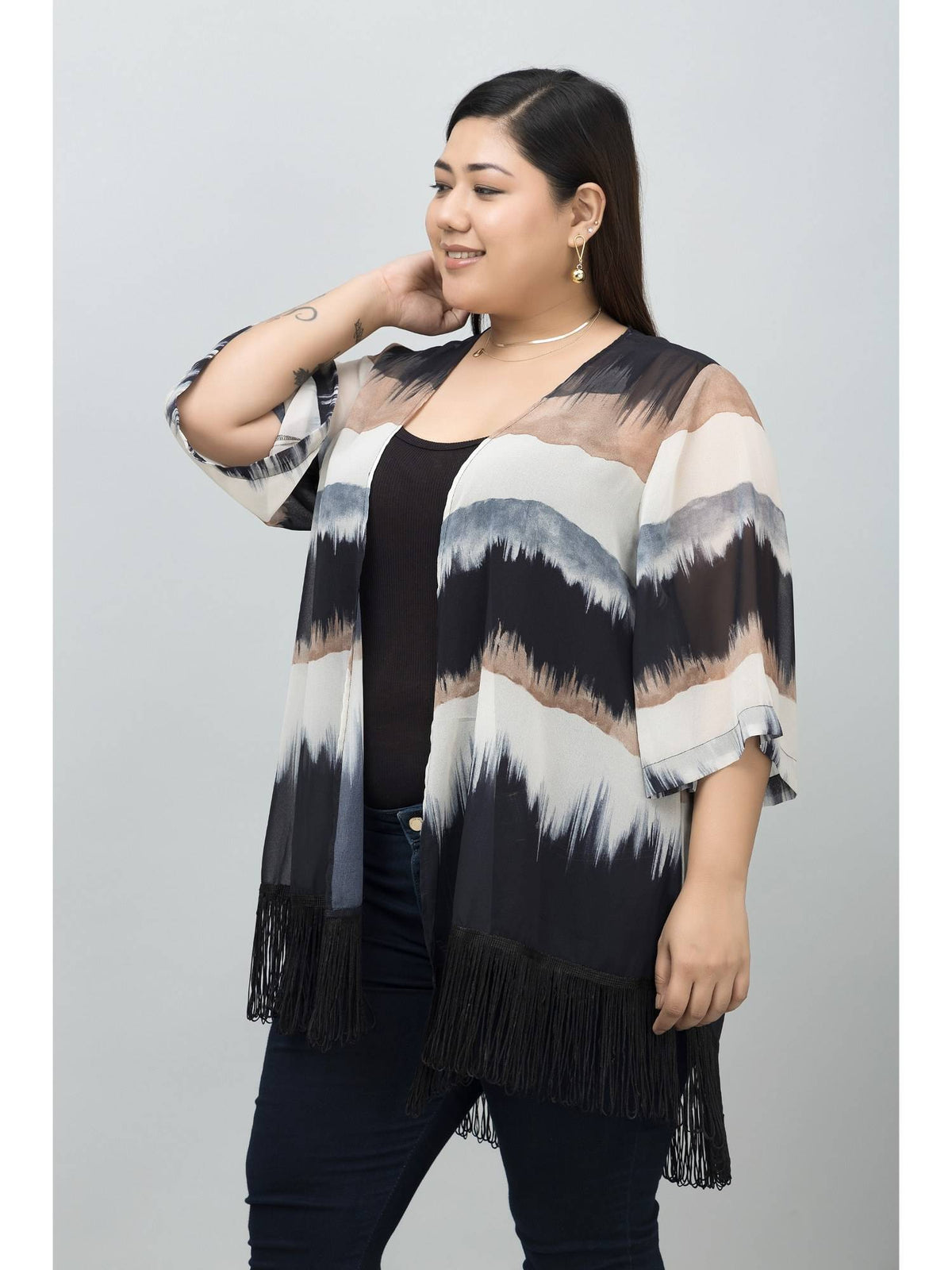 Women Multi-Color Stripes Shrug | JC78 - view 2