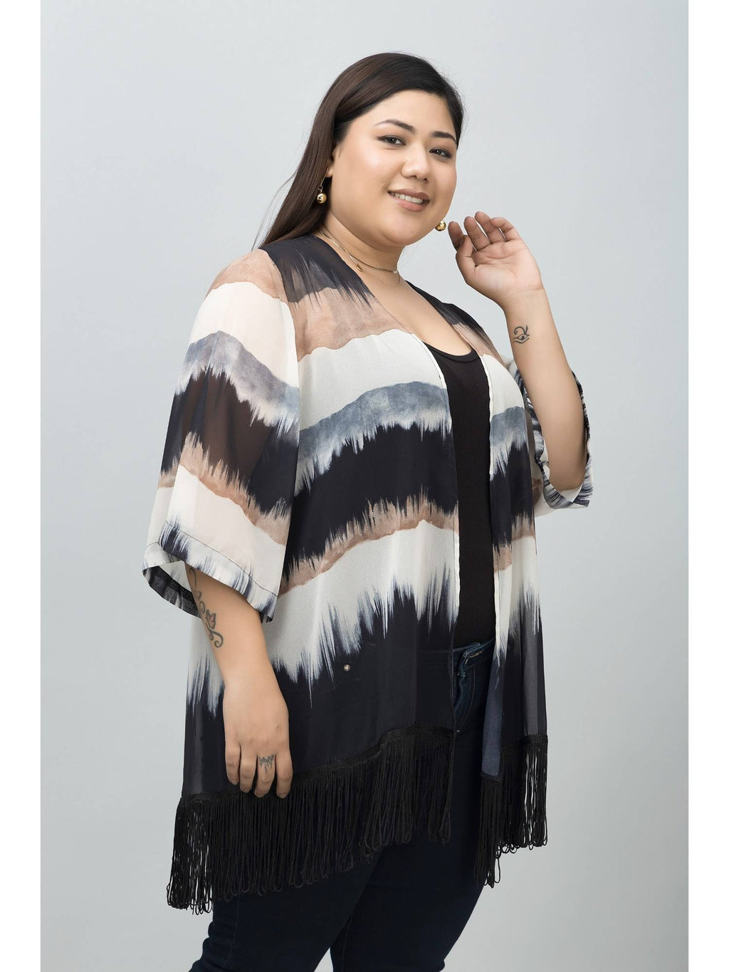 Women Multi-Color Stripes Shrug | JC78 - view 3