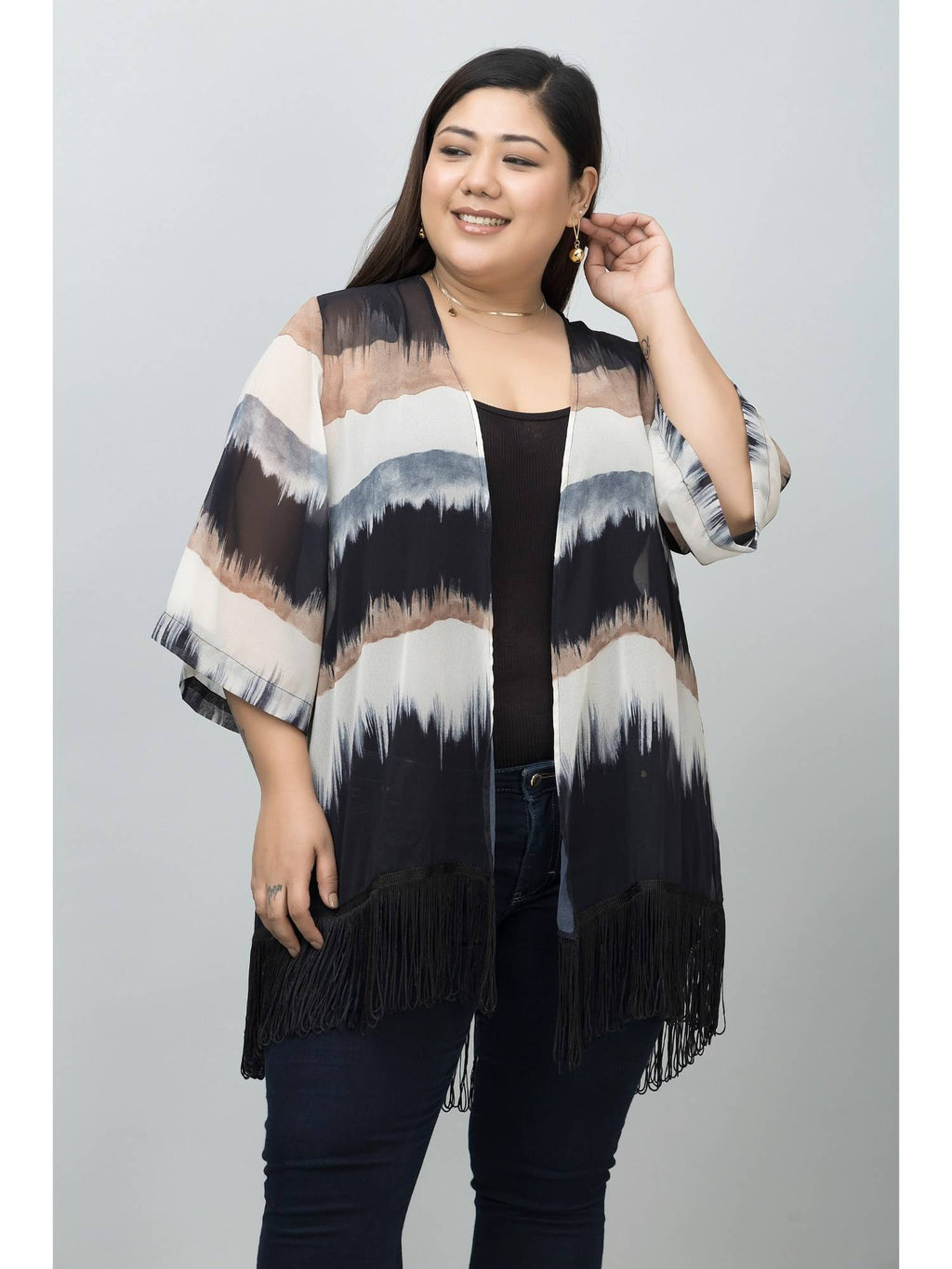 Women Multi-Color Stripes Shrug | JC78 - view 5