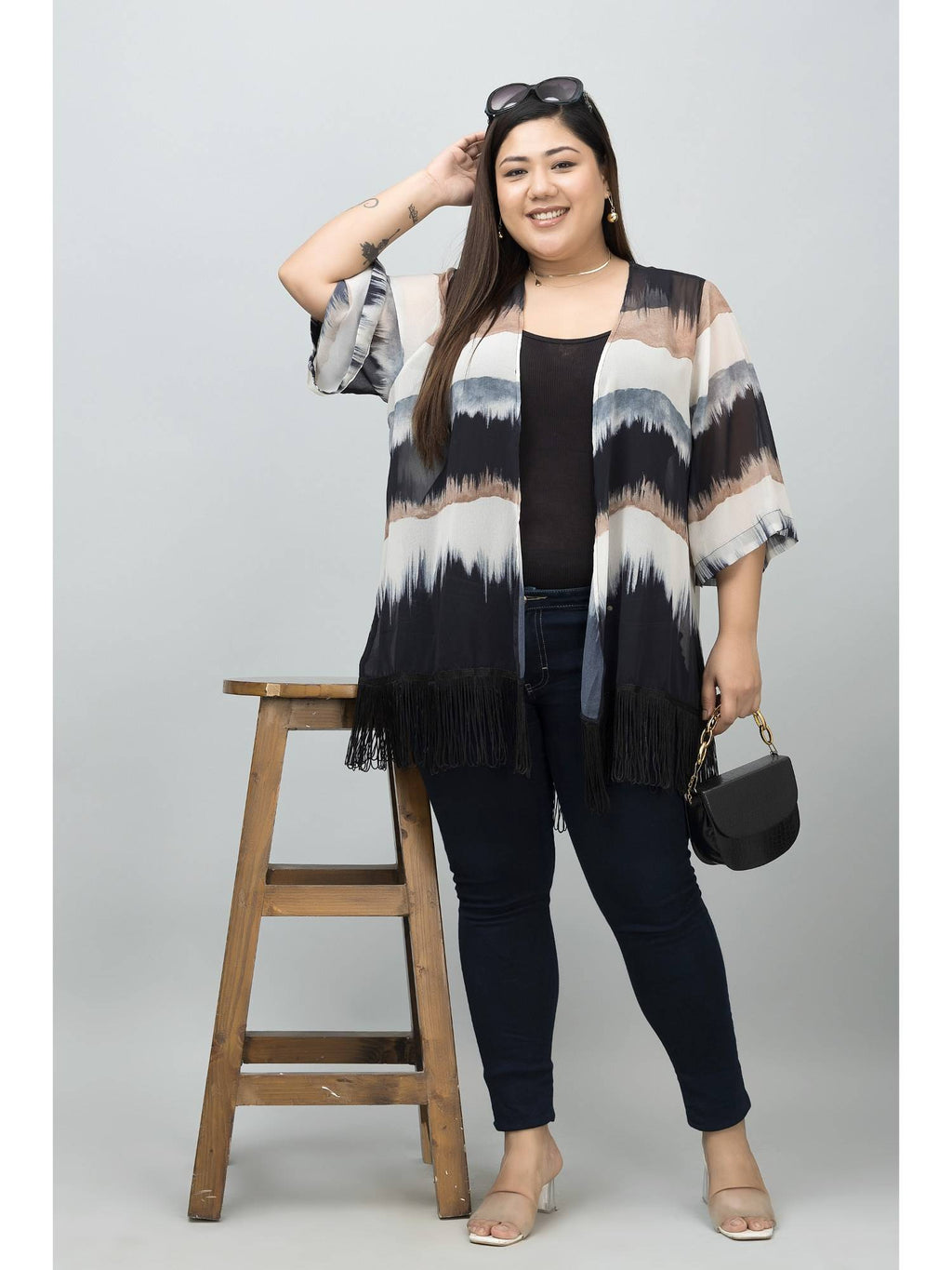 Women Multi-Color Stripes Shrug | JC78 - view 6