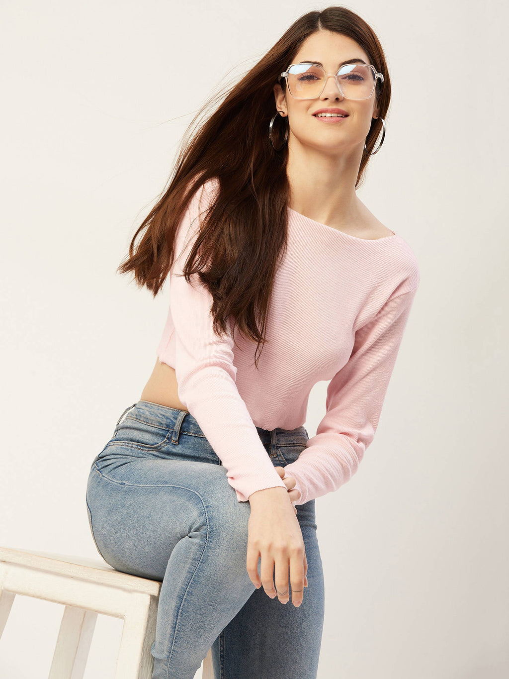 Women Black Solid Ribbed Crop Top | CT61 - view 40