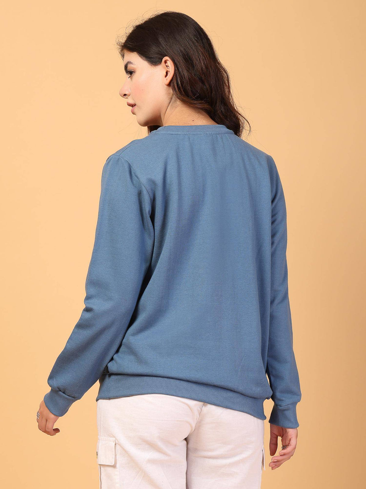 Women Light Blue Fleece Printed Oversized Sweatshirt | SS90 - view 2