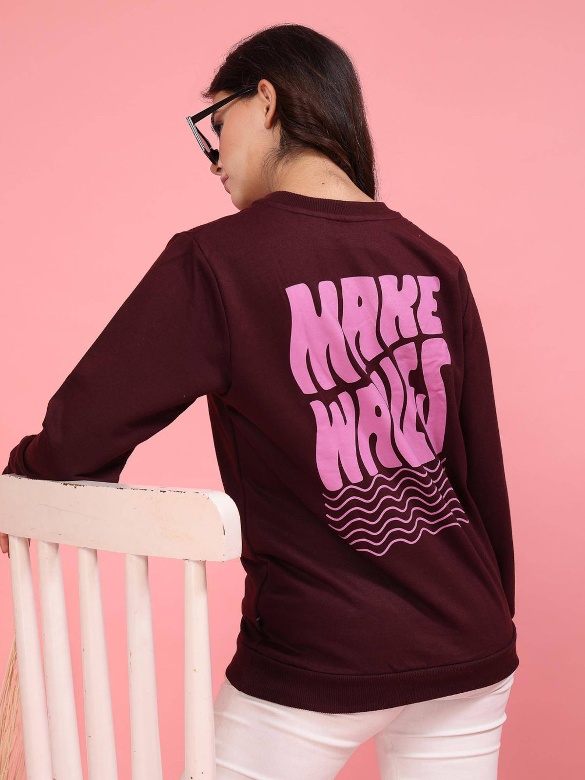 Women Wine Printed Oversized Sweatshirt | SS90 - view 2