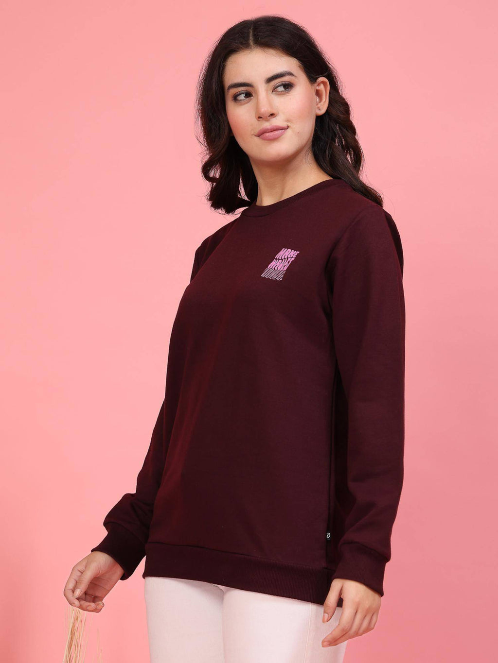 Women Wine Printed Oversized Sweatshirt | SS90 - view 5