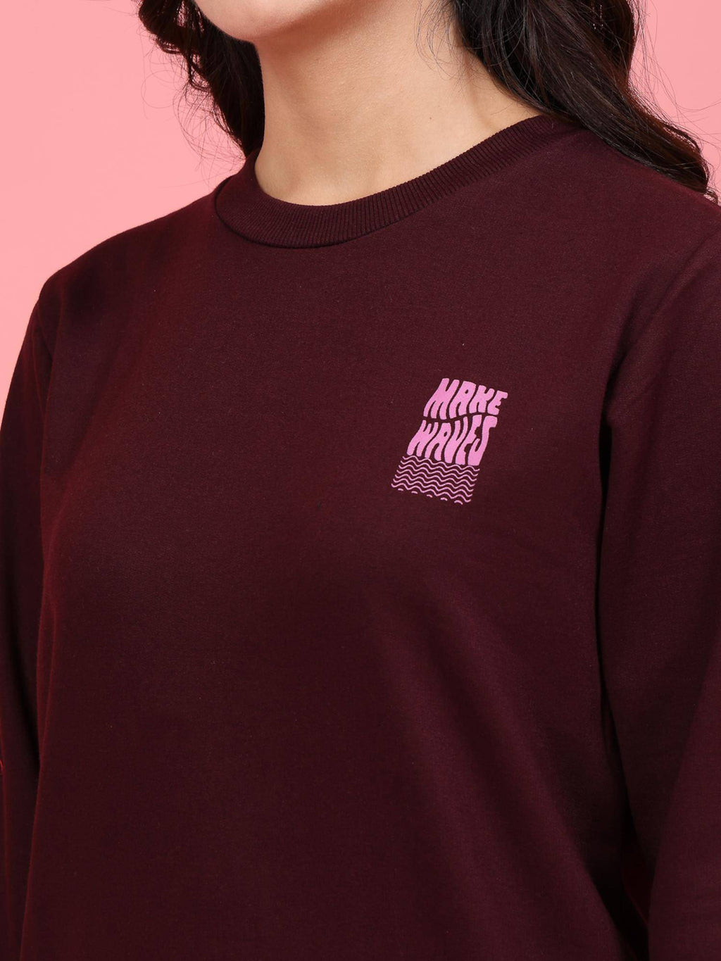 Women Wine Printed Oversized Sweatshirt | SS90 - view 8