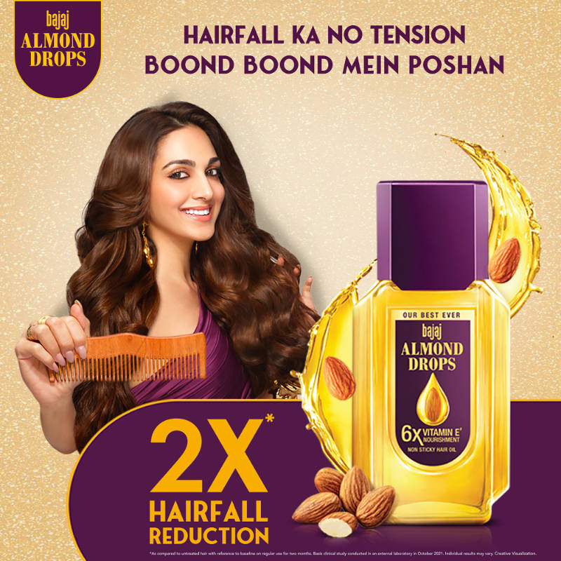 Almond Drops Almond Oil 6X Vitamin E Nourishment Non Sticky Hair Oil For Hair Fall Control | H85 - view 3