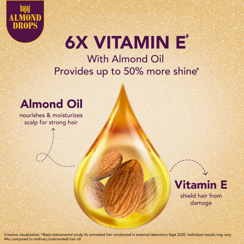 Almond Drops Almond Oil 6X Vitamin E Nourishment Non Sticky Hair Oil For Hair Fall Control | H85 - view 4