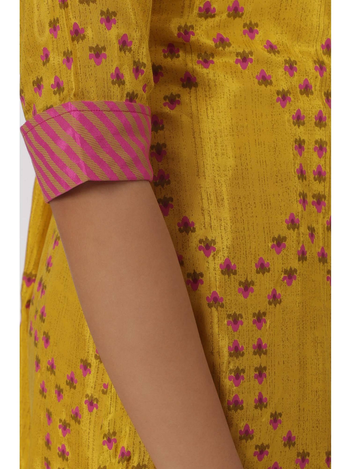 Yellow Geometric Printed A-Line Kurta | U3S - view 6