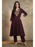 Purple Zari Embroidered Anarkali Kurta | KDG - view 1