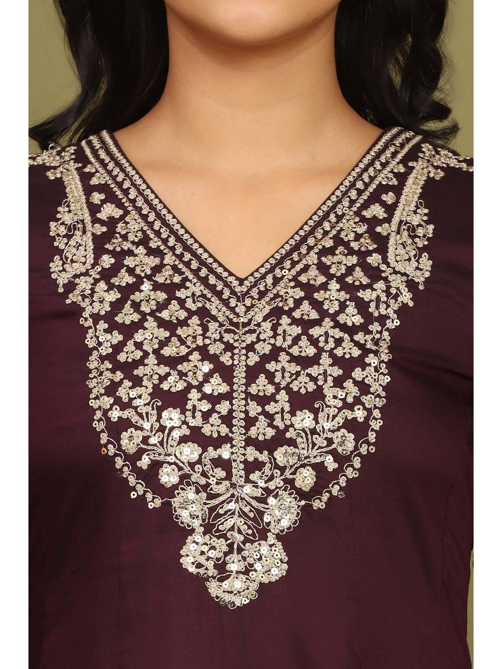 Purple Zari Embroidered Anarkali Kurta | KDG - view 2