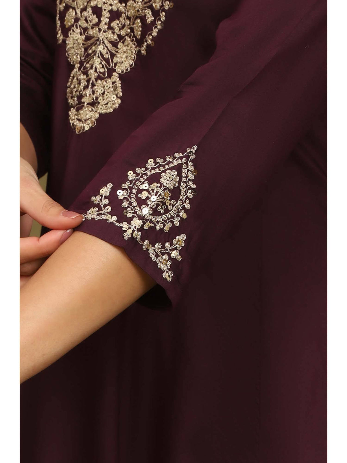 Purple Zari Embroidered Anarkali Kurta | FY93 - view 6