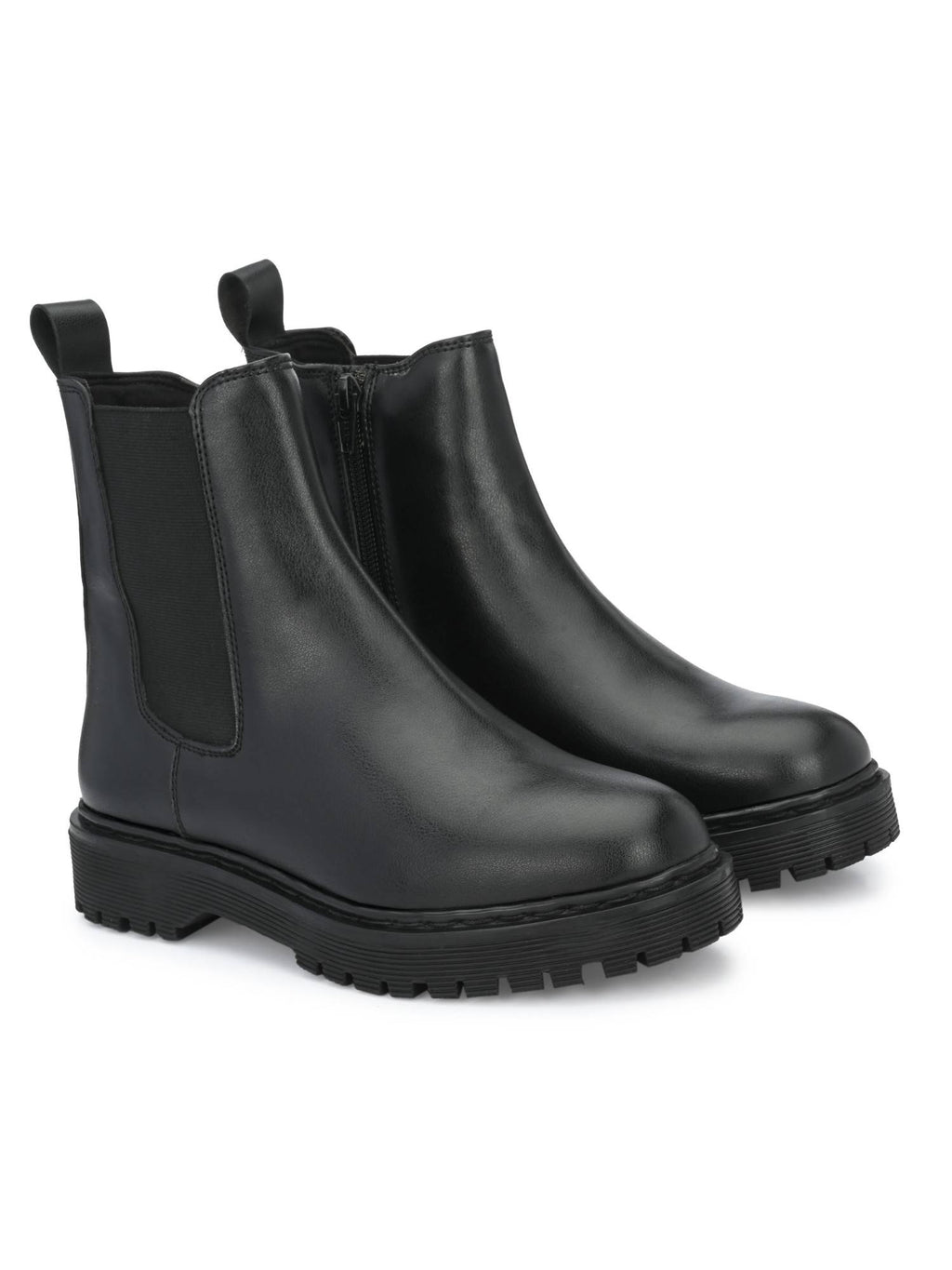 Black Solid Women's Chelsea Boots | BT61 - view 2