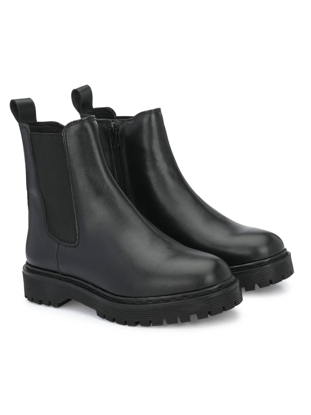 Black Solid Women's Chelsea Boots | BT61 - view 2