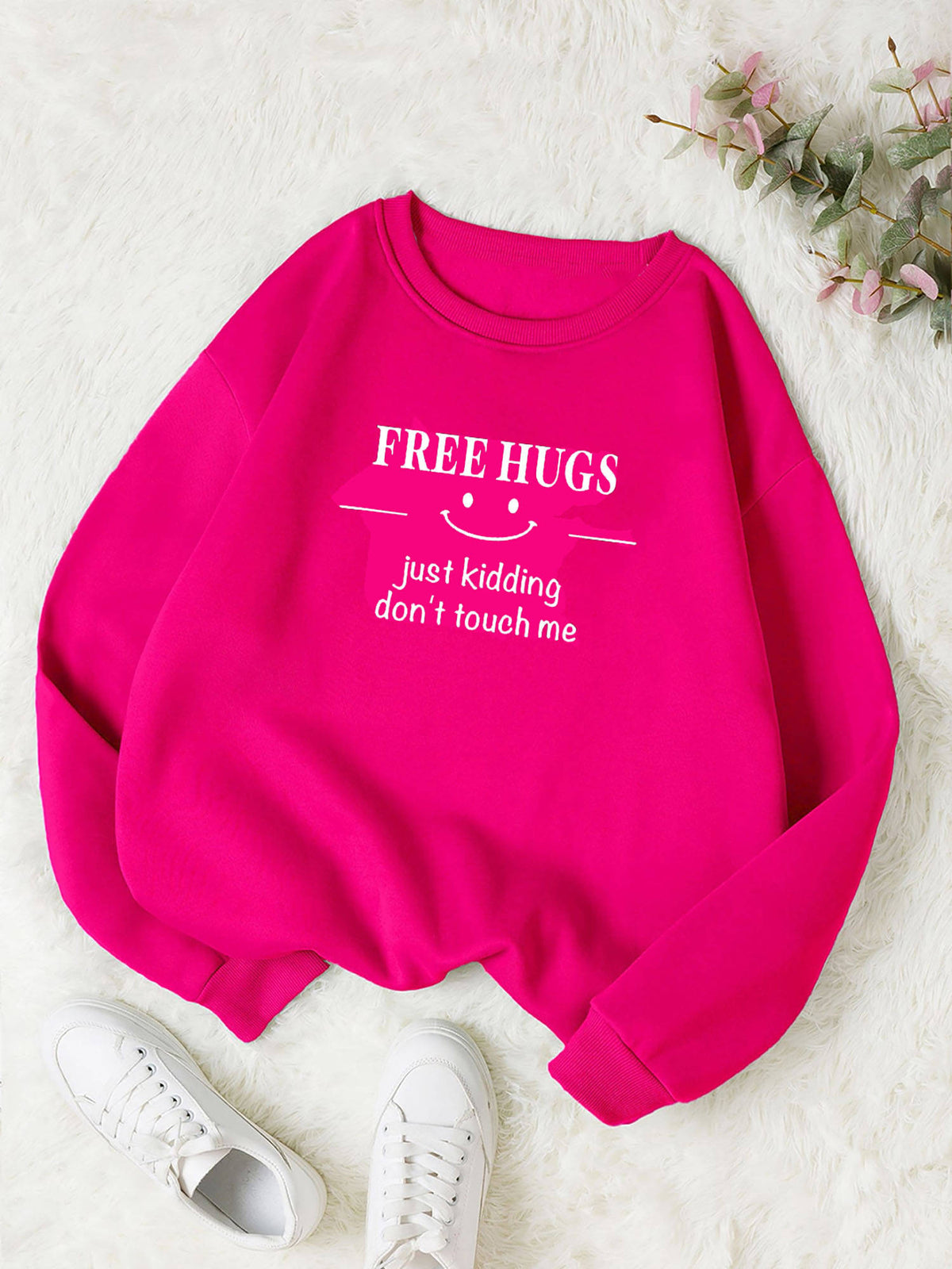 Women Full Sleeve Round Neck Printed Pink Sweatshirt | SS90 - view 1