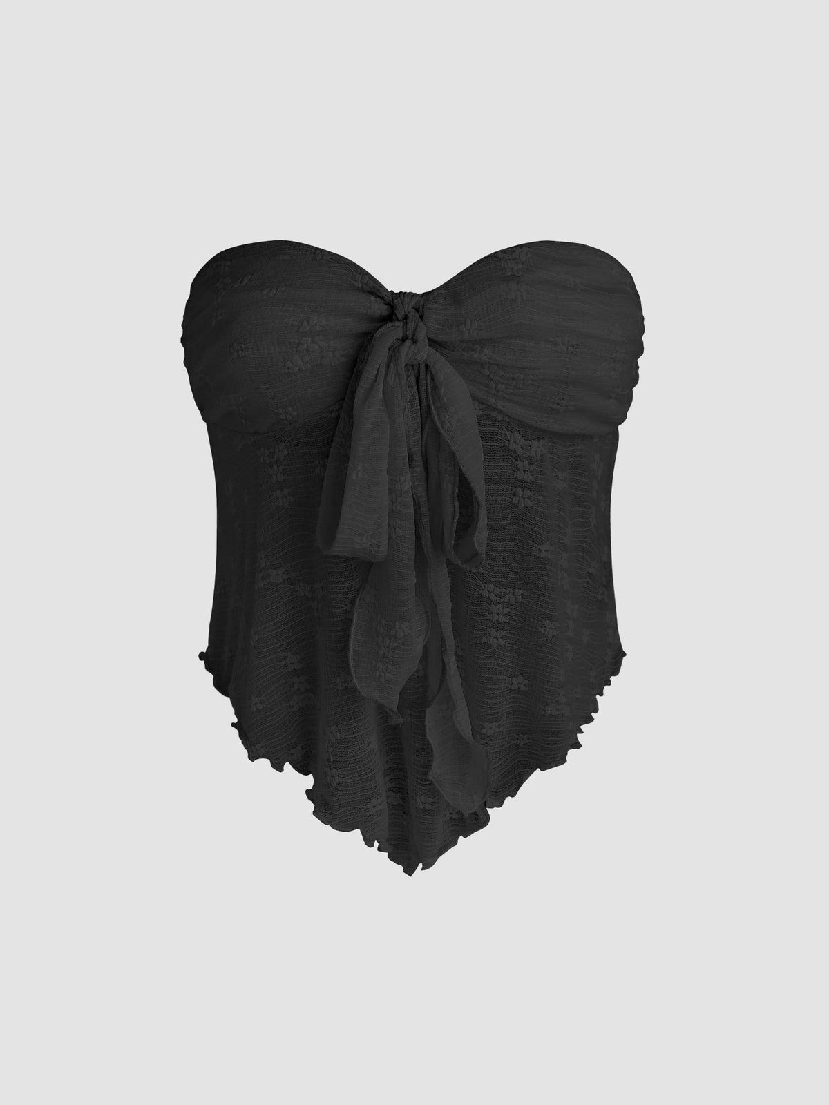 Black Floral Tie Front Tube Top | TT90 - view 4
