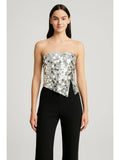 Sequin Asymmetrical Split Tube Crop Top | TT90 - view 1