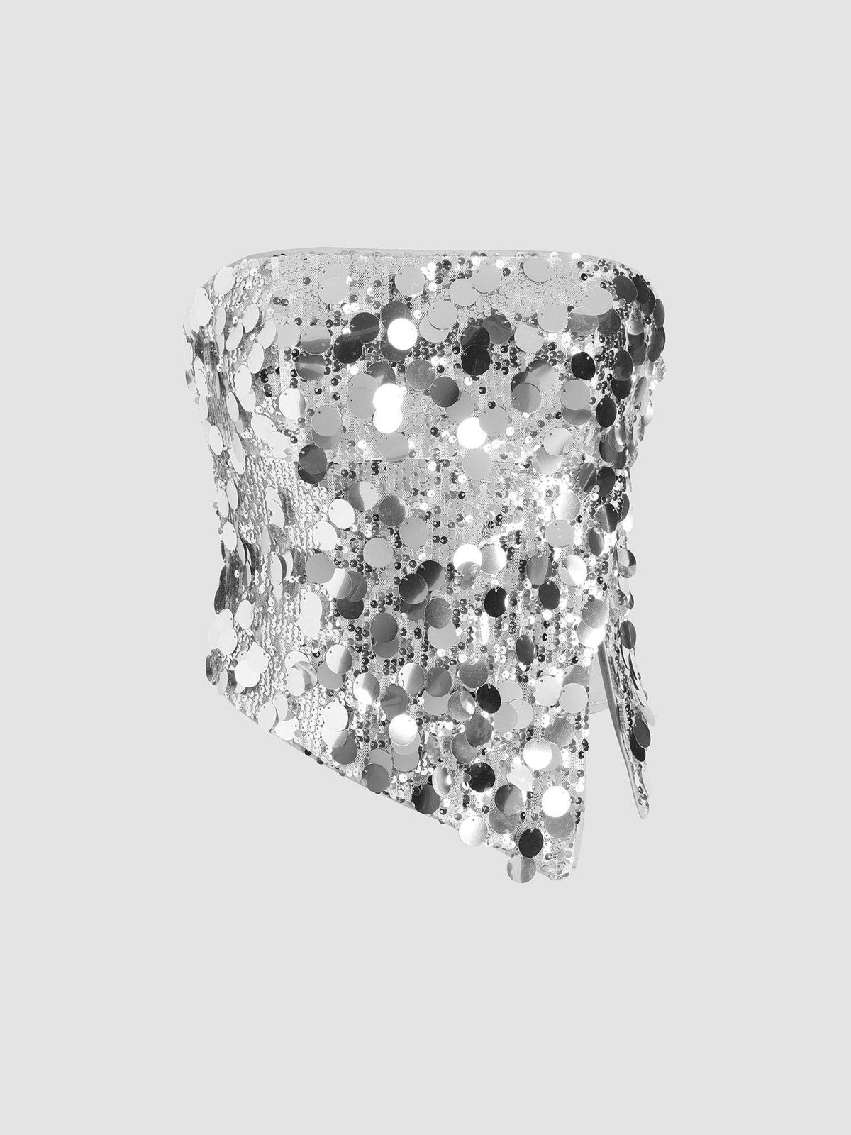 Sequin Asymmetrical Split Tube Crop Top | TT90 - view 4