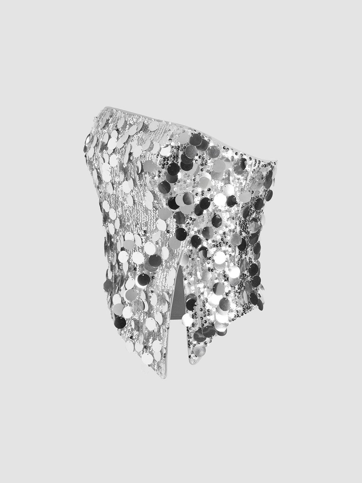 Sequin Asymmetrical Split Tube Crop Top | TT90 - view 5