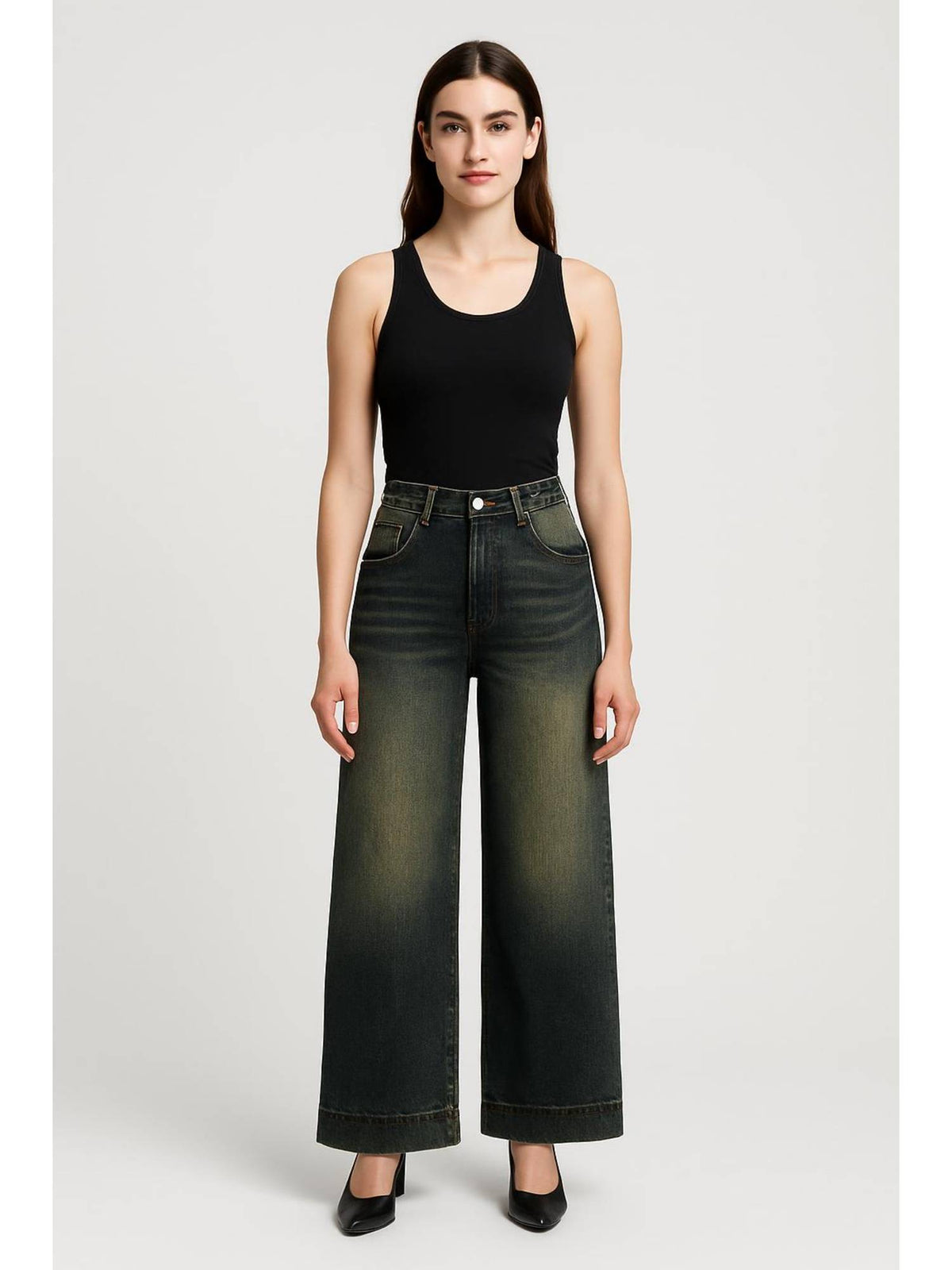 Mid Waist Straight Leg Jeans | ST23 - view 1