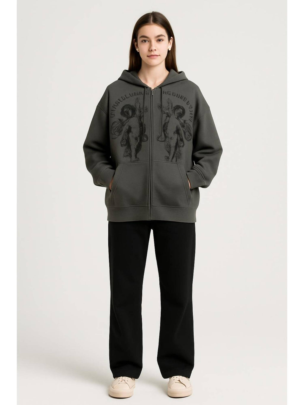 Figure Zipper Up Oversized Hoodie | HD56 - view 1
