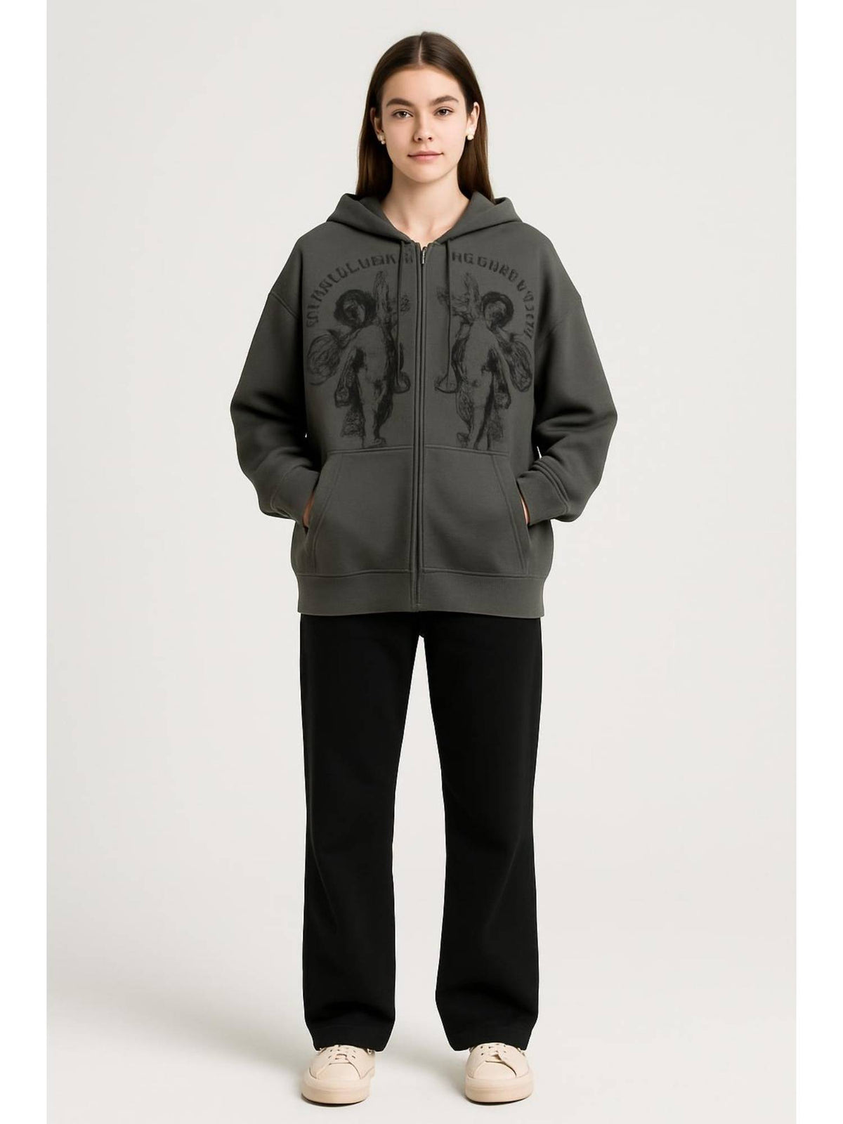 Figure Zipper Up Oversized Hoodie | HD56 - view 1