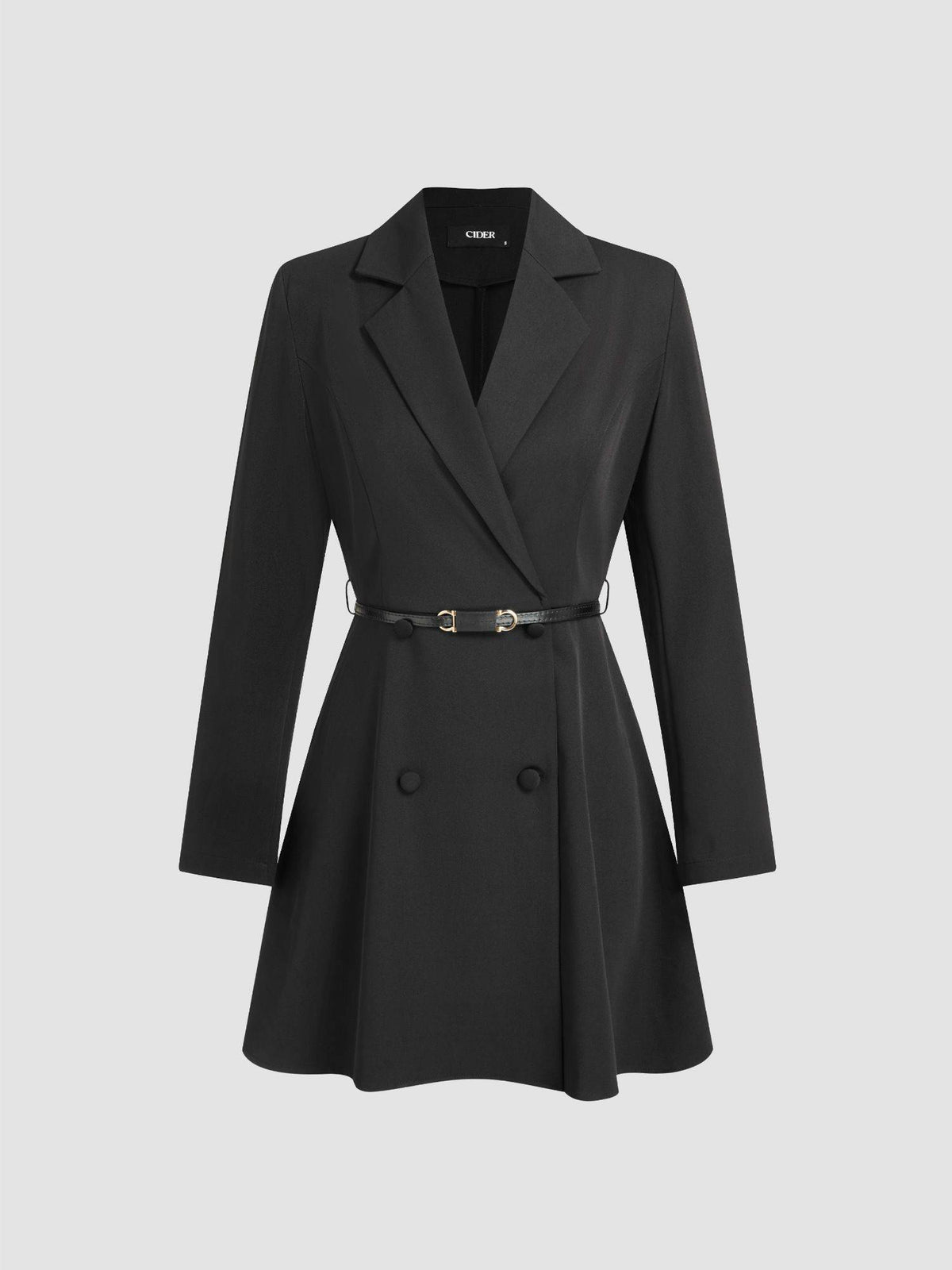 Notched Collar V-neck Mini Blazer Dress With Belt | D56 - view 2
