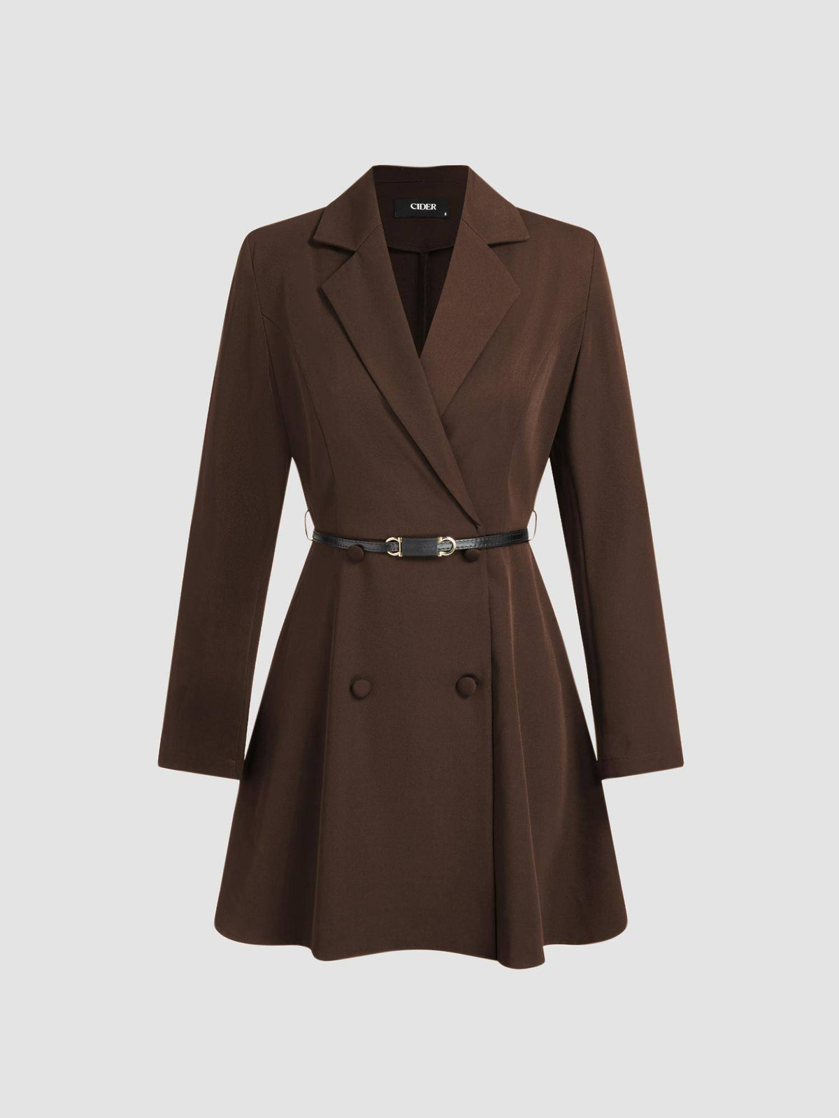 Notched Collar V-neck Blazer Dress With Belt | D56 - view 4