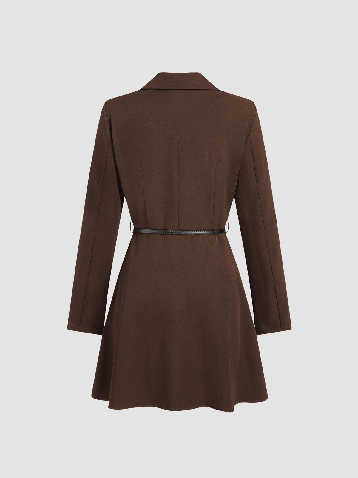 Notched Collar V-neck Blazer Dress With Belt | D56 - view 5