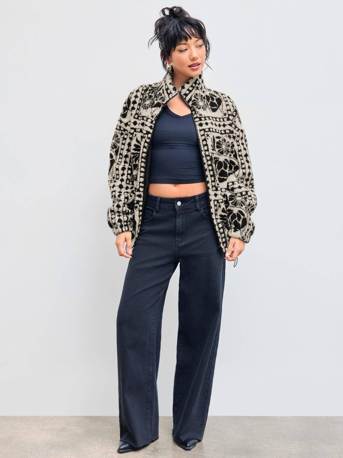 Printed Fleece Zip Front Jacket | JC78 - view 7