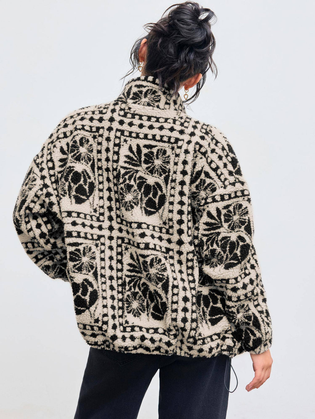 Printed Fleece Zip Front Jacket | JC78 - view 11