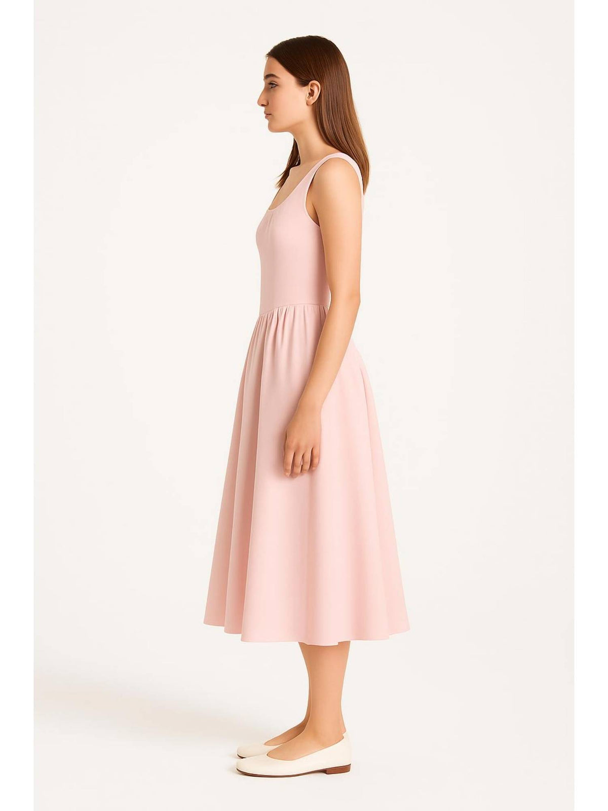 Linen-blend Square Neck Ruffle Dress | D56 - view 2